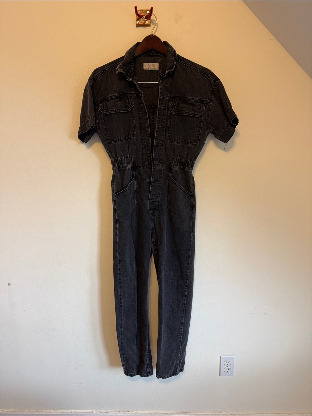 Free People Black Denim Jumpsuit